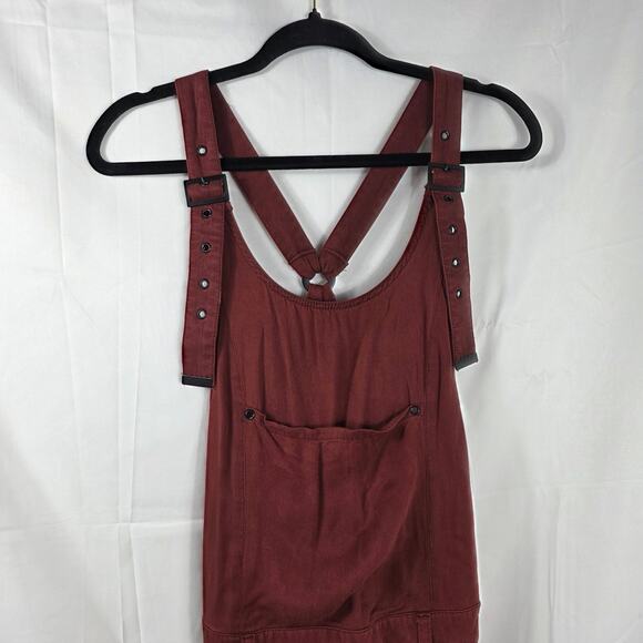 Free People Overalls XS Red Adjustable Strap Jumpsuit Pockets Casual Boho - Picture 3 of 12
